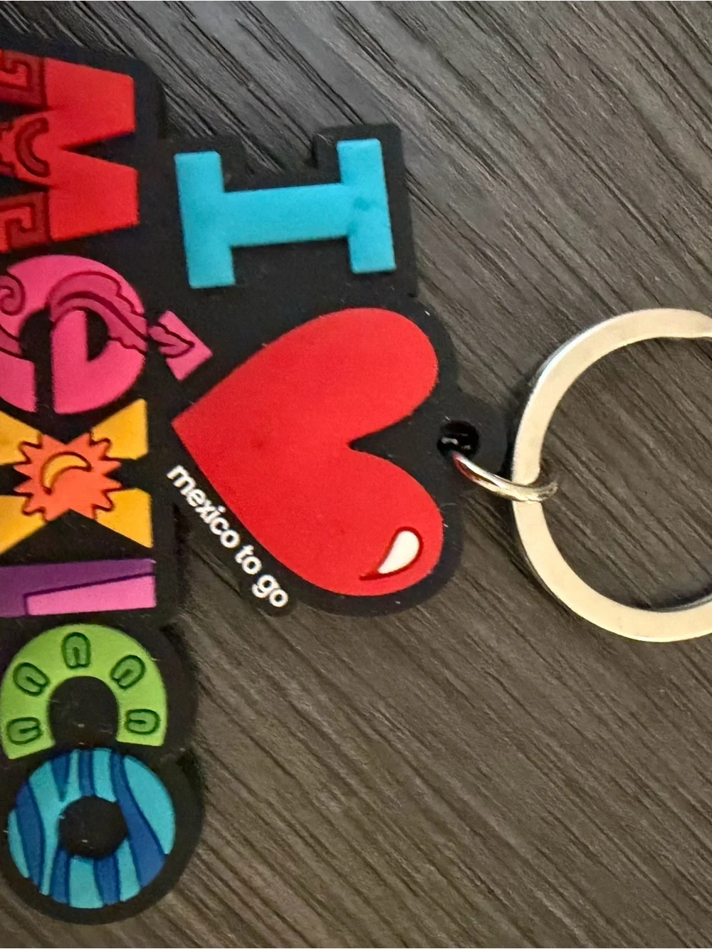 Colorful Mexico Keychain with Red Heart Charm